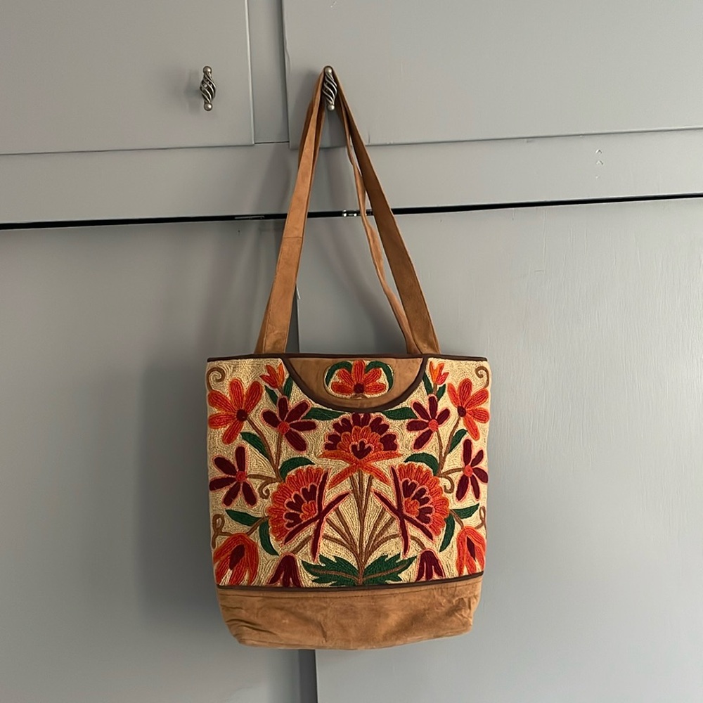 Faux suede vintage bag